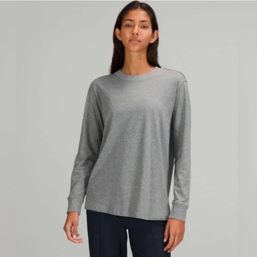 LULULEMON All Yours Heathered Core Medium Grey Long Sleeve Lightweight Shirt 8